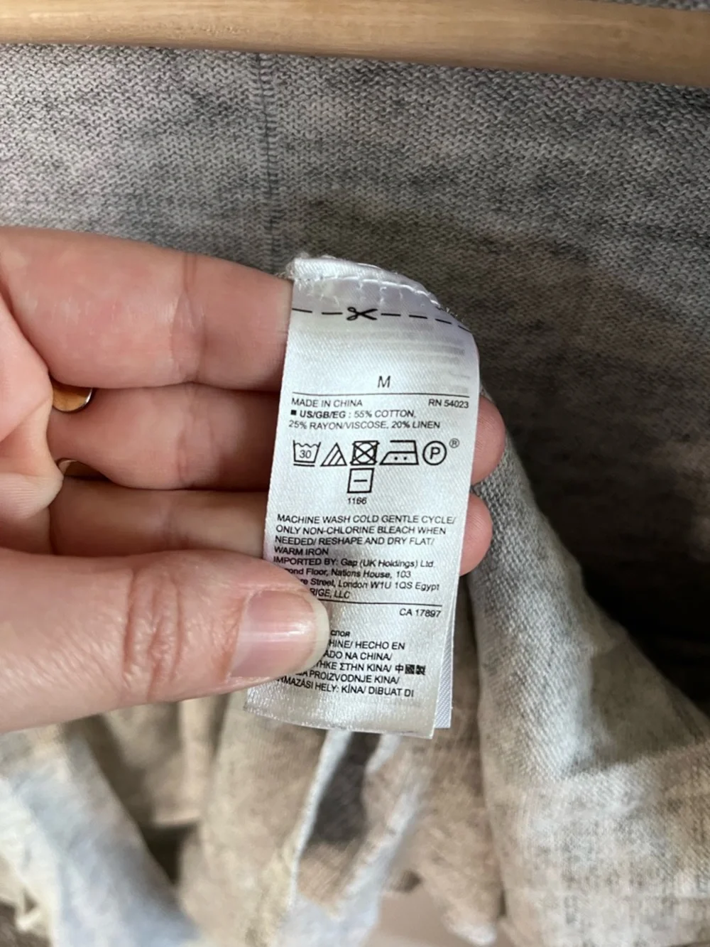 Gap Womens Gray Open Front Cardigan Cotton Linen Blend Pocket Sweater Size‎ M